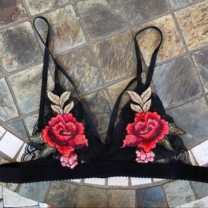 Black rose embroidered bralette